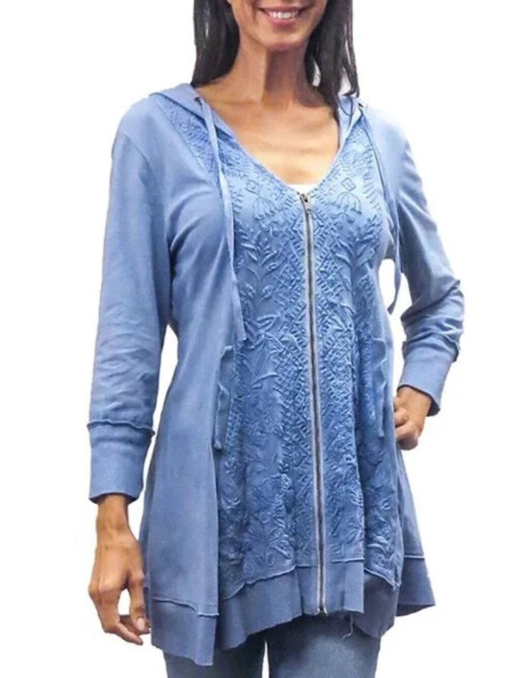 NWT Kyla Seo Caite Greta Hoodie Full Zip Hooded Cardigan 3/4 Sleeve Sz S Small